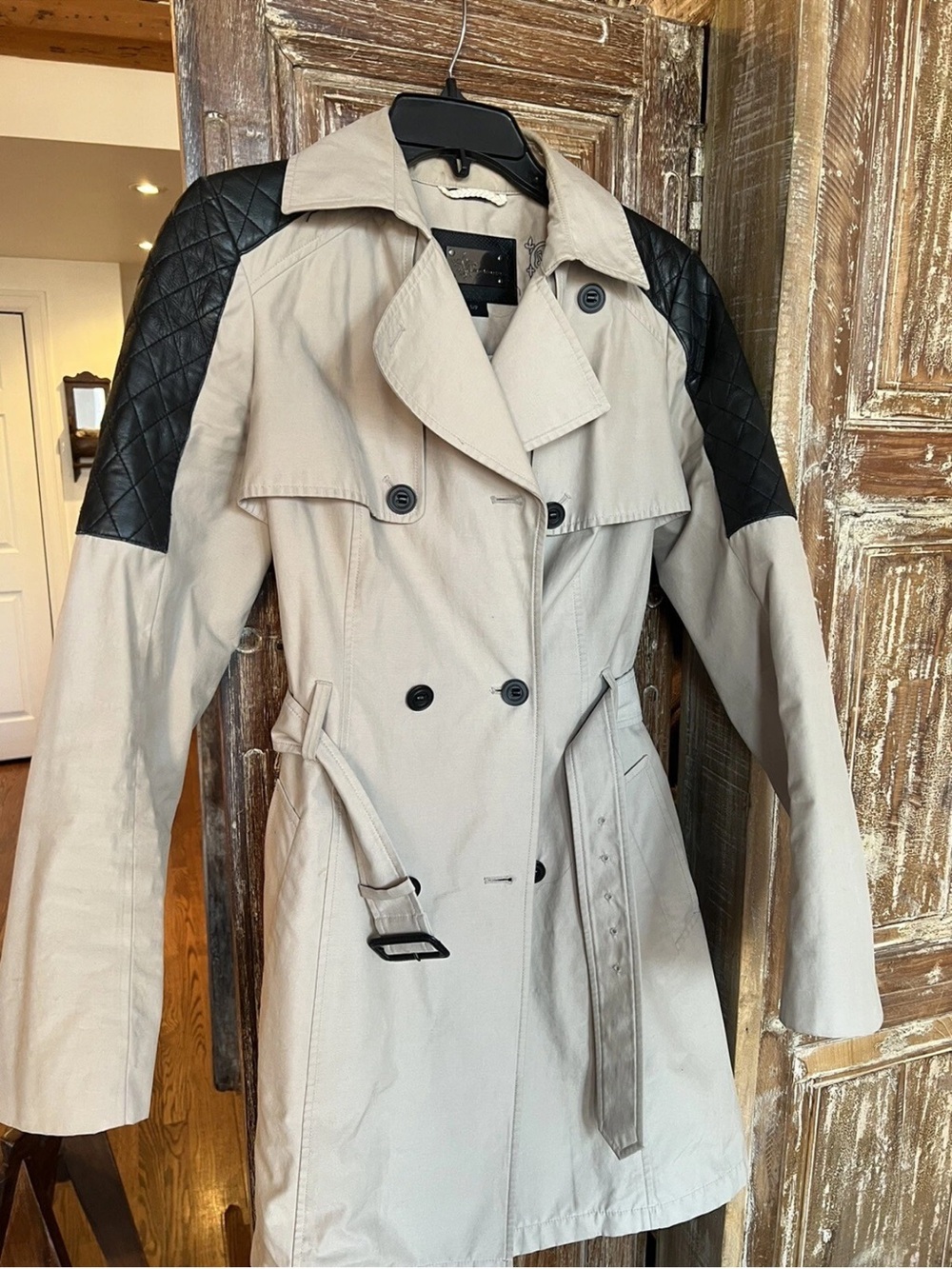 Mackage Lilith Trench Coat Leather Shoulders S